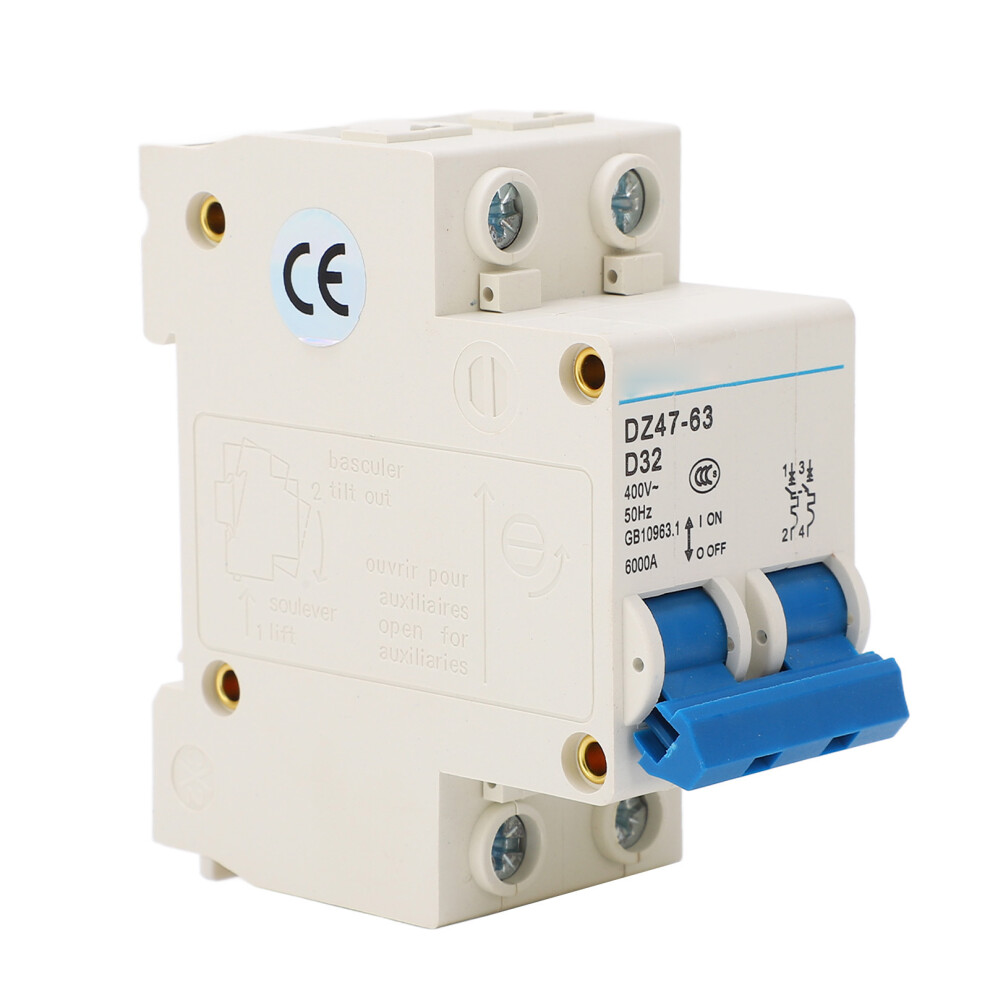 2P Miniature Circuit Breaker 400V 32A 6,000A Breaking Capacity 7631357106386