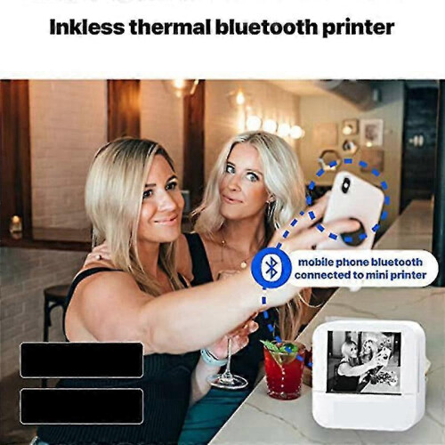 (As show, One size) LUCK JINGLE Sticker Printer Machine - Mini Bluetooth Inkless Thermal Photo Printer Compatible with 2