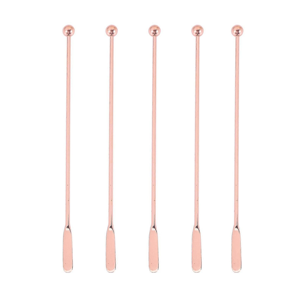Kikidex (As Show, One Size) 5Pcs Stainless Steel Stirrer Beverage Stirrers Stir Cocktail Swizzle Stick-Rose -Straight Bar,1 Gold