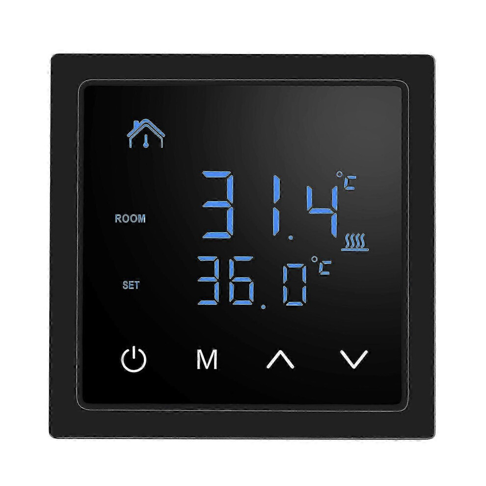 Kikidex (, One Size) Smart Thermostat 16A Floor Heating Temperature Controller With Led Touch Screen 85-265V Electric Heating Control Black