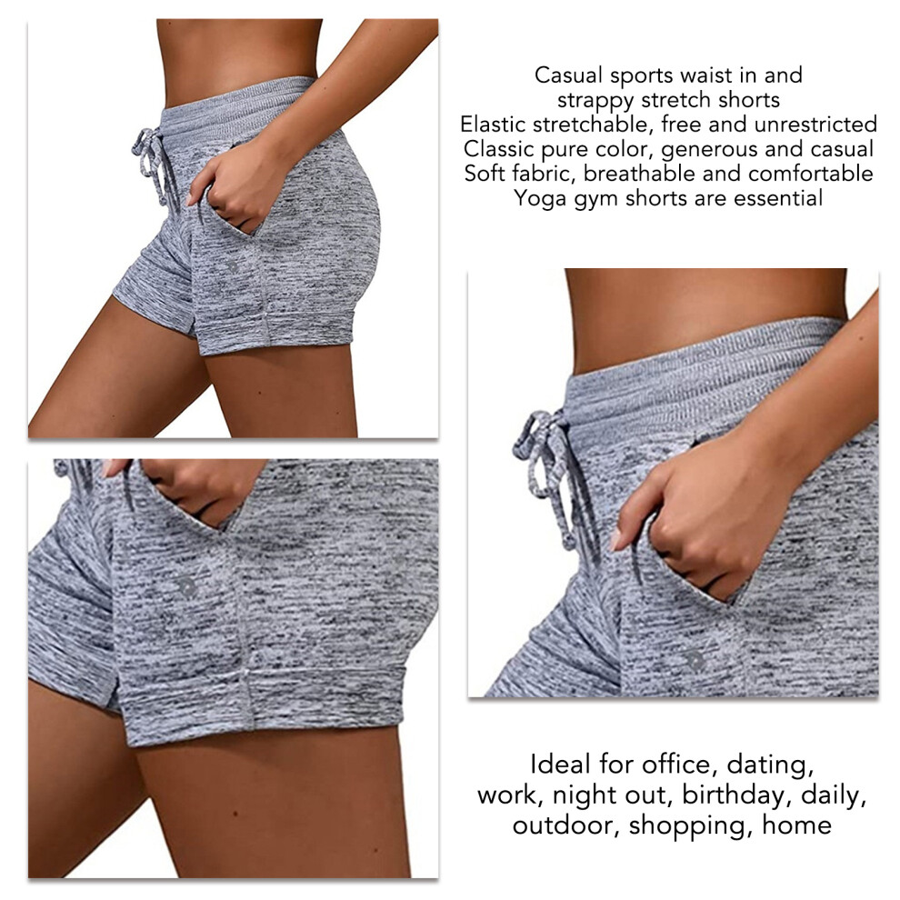 Light Gray High-Waist Stretch Yoga Shorts for Women, M-image-OPC-PMKWZPC-NEW