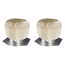 (As show, One size) 2pcs Turbine Roof Vent Cover House Roof Turbine Hoods Shield Canvas 20inch X 20inch Khaki