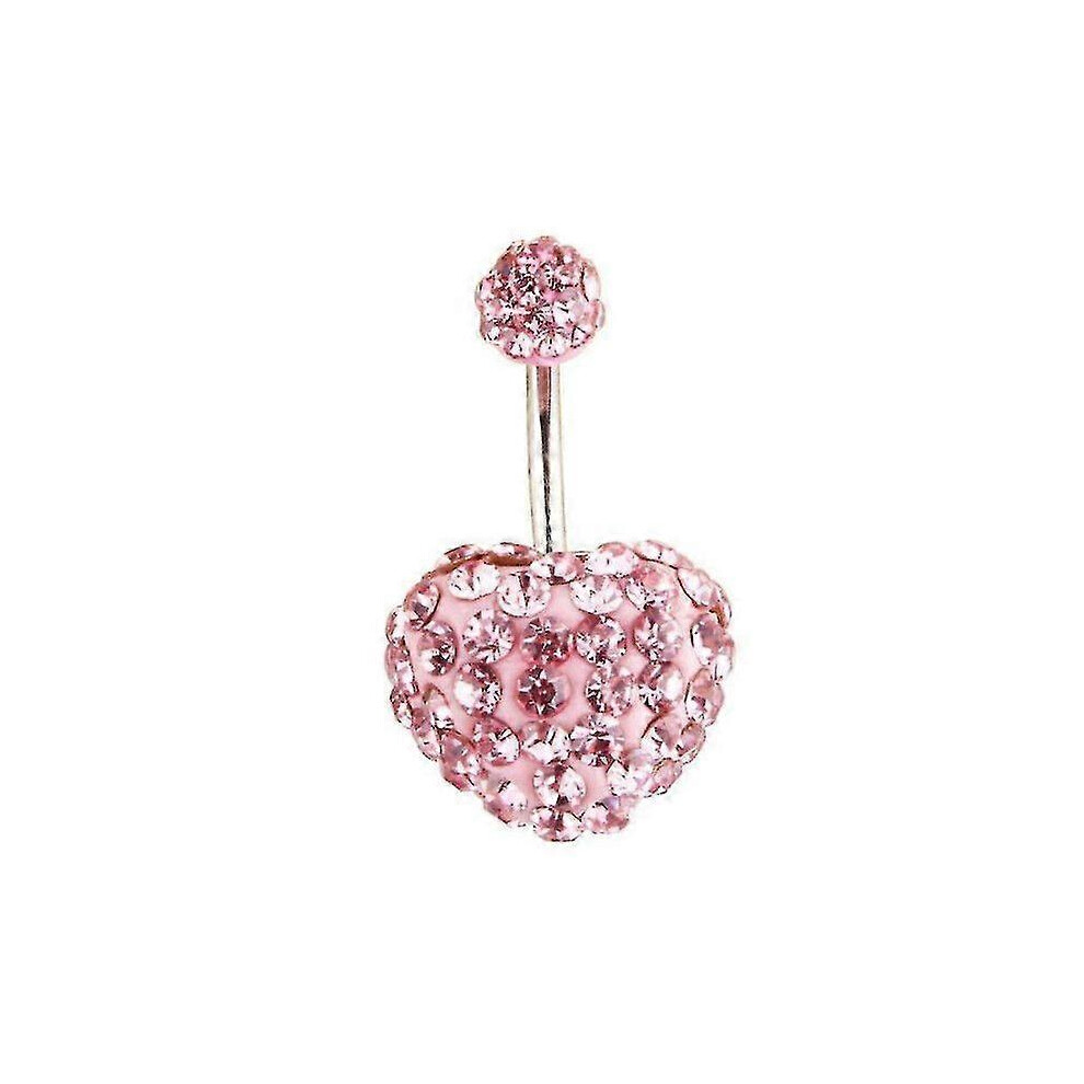 Kikidex (As Show, Royal) Heart Double Side Belly Piercing Rings Surgical Steel Crystal Disco Ball Belly Button Ring Navel Piercing Body Jewelry.