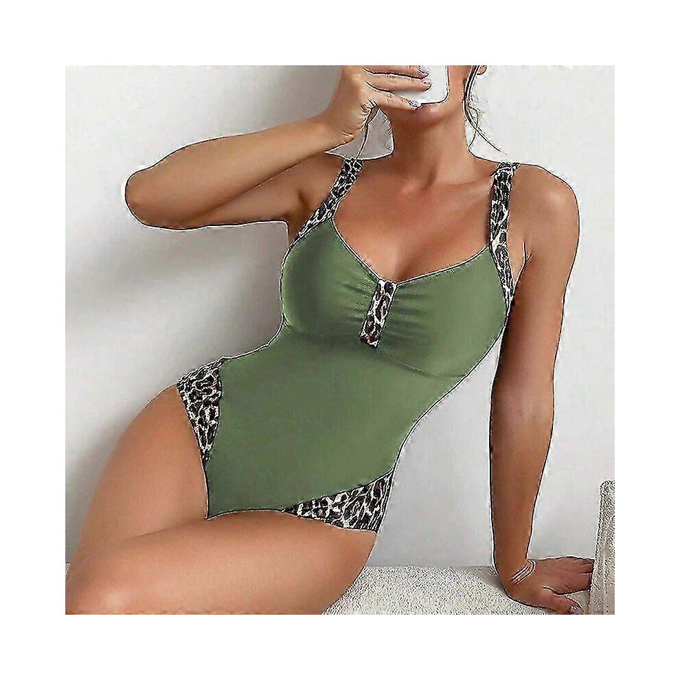 Kikidex (M, Army Green) Summer Black One-Piece Sexy Swimsuit Gathered Shaping Effect Beachwear Sports Swimsuit Women's Swimwear