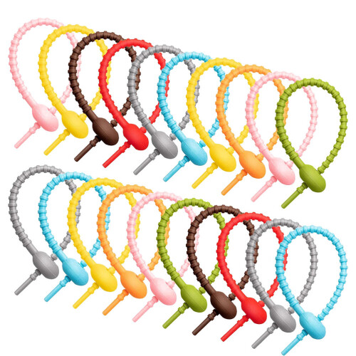 20 Herbruikbare Silicone Kabelbinders Voor Hoofdtelefoon