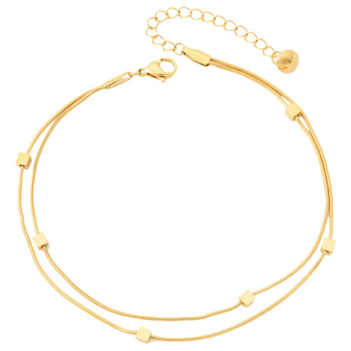 Double Enkelbandje Vrouwen Titanium Staal Mode Sieraden 2