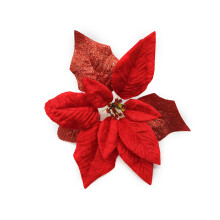 Weihnachtsblumen aus Stoff – 22 cm, Silber