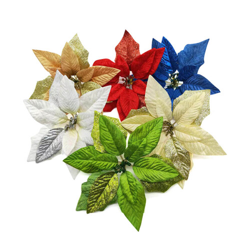 Weihnachtsblumen aus Stoff – 22 cm, Silber 2