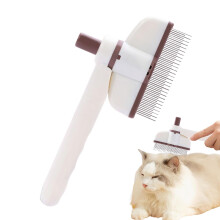 Dog Grooming Comb Rotatable Self-Cleaning Brush For Dogs - Veterinary Clinic, Kitten And Puppy Use, Light Coffee