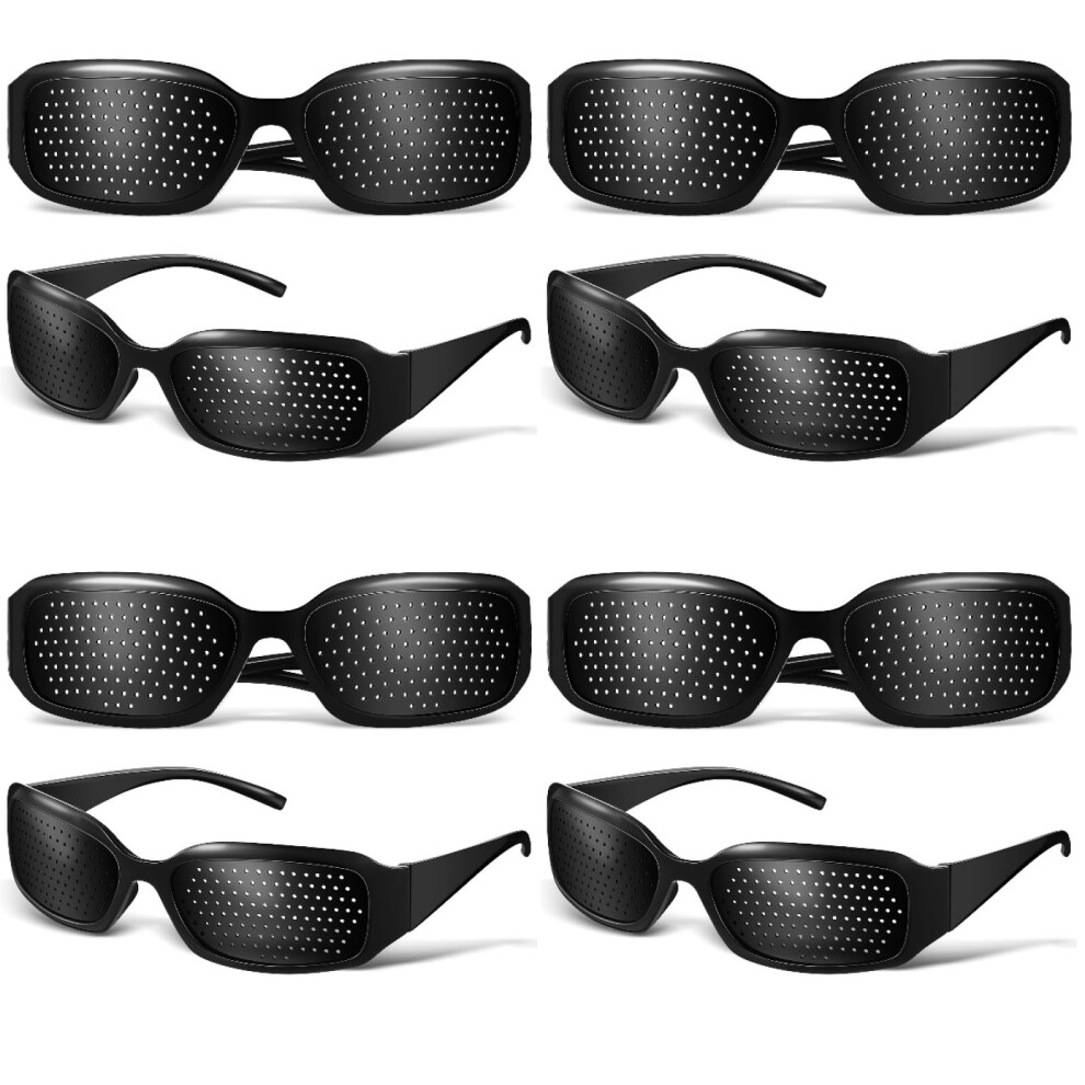 Pinhole Glasses 8-Piece Set Black Plastic Unisex Eyesight Improvement Anti-Fatigue Eye-Training Glasses