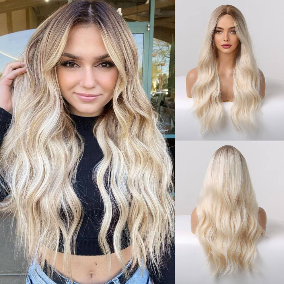 Unisex Golden Blonde Curly Wavy Synthetic Wig For Stylish Looks