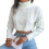 (White S) Cropped Twisted Texture Turtleneck Sweater Loose Pullover Blue M 1