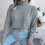 (Grey S) Cropped Twisted Texture Turtleneck Sweater Loose Pullover Blue M 3