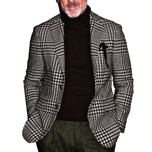 (Check Pattern XL) Men's Casual Suit Jacket Slim Check Pattern L