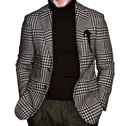 (Check Pattern XL) Men's Casual Suit Jacket Slim Check Pattern L 1