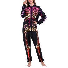 (Black WOMEN L) Halloween Family Jammies Hooded One Piece Sleepwear Black Kids 8-9Y