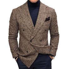 (Brown XL) Men Suit Jacket Lapel Collar Slim Fit Grey XXL