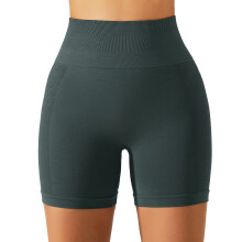(Grey L) Women High Waisted Seamless Butt Lifting Yoga Shorts Brown S