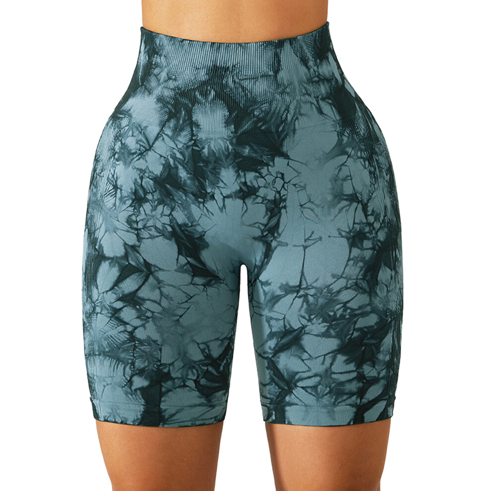 (Blue L) Women Yoga Shorts High Waist Tummy Control Brown S-image-OPC-PMKZDPB-NEW