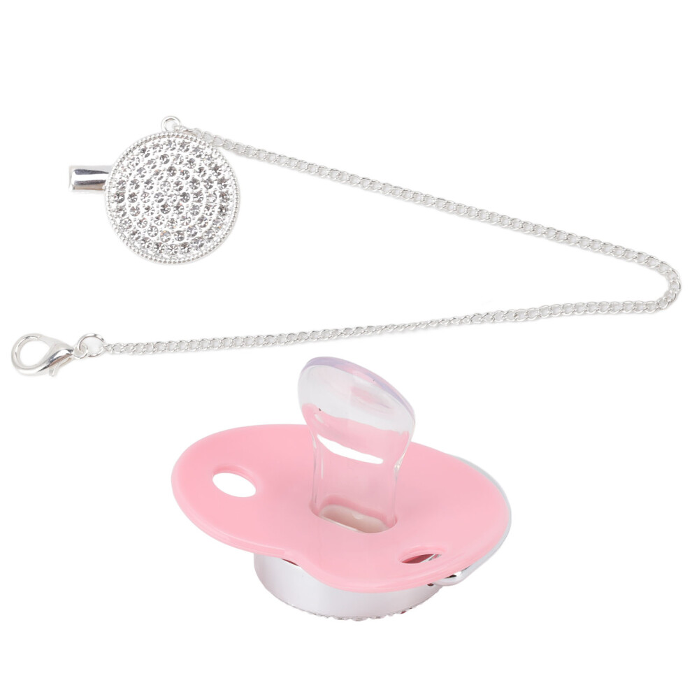 Bling Rhinestone Crown Pacifier Silicone Dummy Safe & Soft Pink
