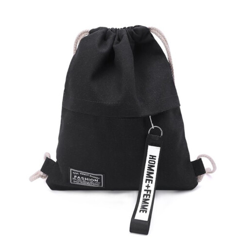 Canvas Drawstring Bag Fitness Storage Rucksack