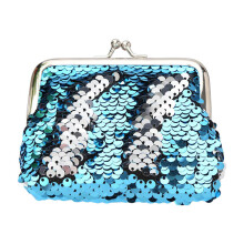 Women Mini Sequin Coin Purse with Clasp Kiss Lock Wallet