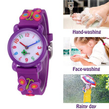 3D Cartoon Butterfly Watch Kids Waterproof PVC Watch Girl Boy