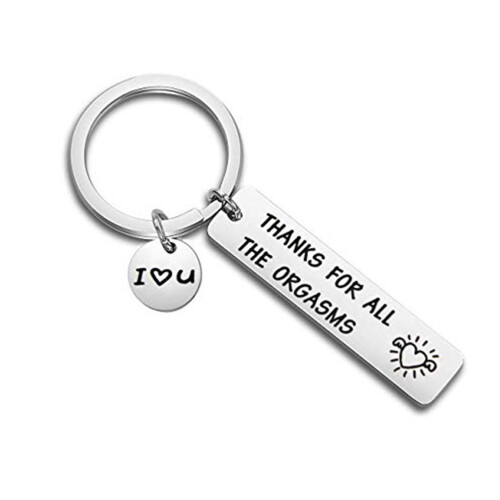 Couples Valentines Keychain Thanks for All The Orgasms Gift