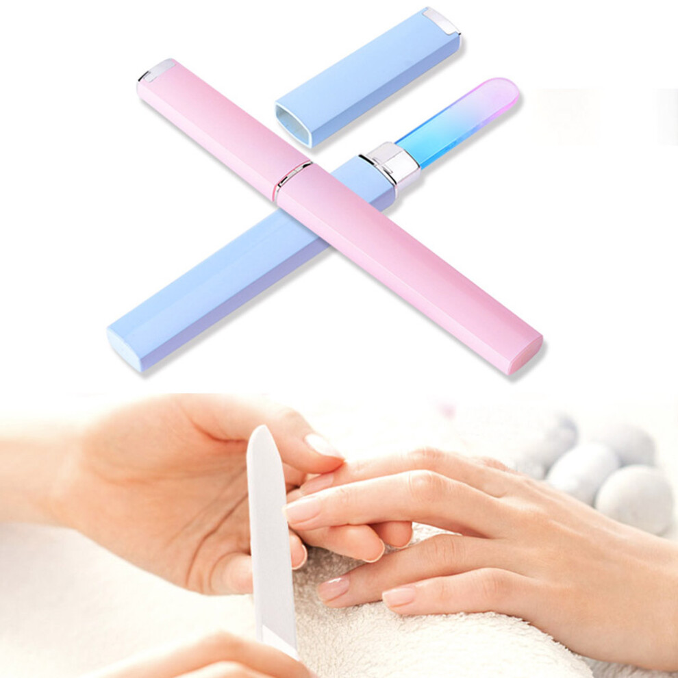Crystal Glass Nail File Manicure Tool Pink Blue 138x11mm-image-OPC-PMKZN5H-NEW