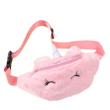 Cute Waist Bag Cartoon Plush Fanny Pack Gradient Color Chest Bag