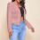 (Pink L) Women Blazer Jacket Elegant Open Front Short Blazer Blue M 2