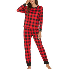 (8406 M) Tracksuit Set Round Neck Long Sleeve Soft Breathable Pajamas L