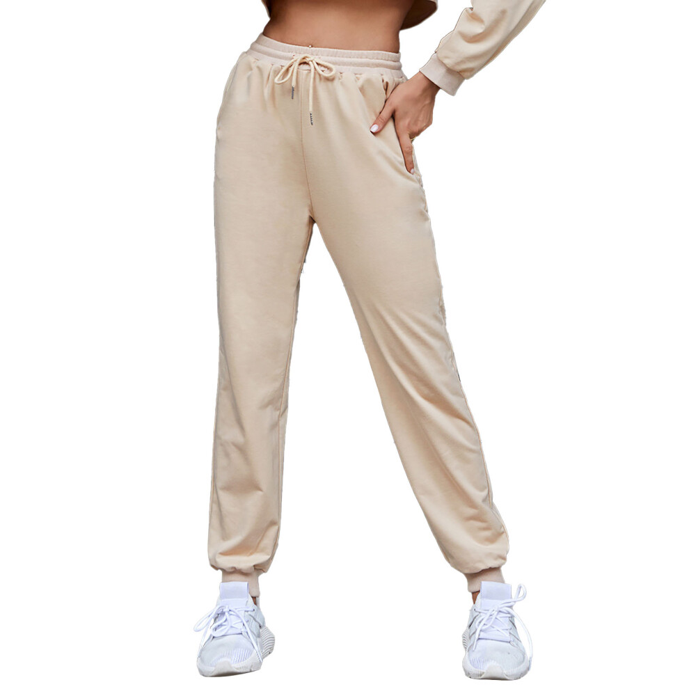 (Light Yellow S) Women Sweatpants Elastic Waist Light Yellow S-image-OPC-PMKZR67-NEW