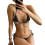 (Black M) Triangle Strap Swimsuit Breathable Stretchy Two Piece M 1
