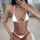 (White M) Triangle Strap Swimsuit Breathable Stretchy Two Piece M 4