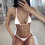 (White S) Triangle Strap Swimsuit Breathable Stretchy Two Piece M 2
