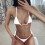 (White S) Triangle Strap Swimsuit Breathable Stretchy Two Piece M 3