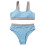 (Blue M) High Waist Bikini Elastic Split Swimwear Grey S 1