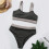 (Grey M) High Waist Bikini Elastic Split Swimwear Grey S 2