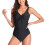 (Black XL) One Piece Swimwear Drawstring Slim Backless Black L 1