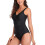 (Black L) One Piece Swimwear Drawstring Slim Backless Black L 3