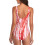 (Red Stripe L) One Piece Swimwear Drawstring Slim Backless Black L 4