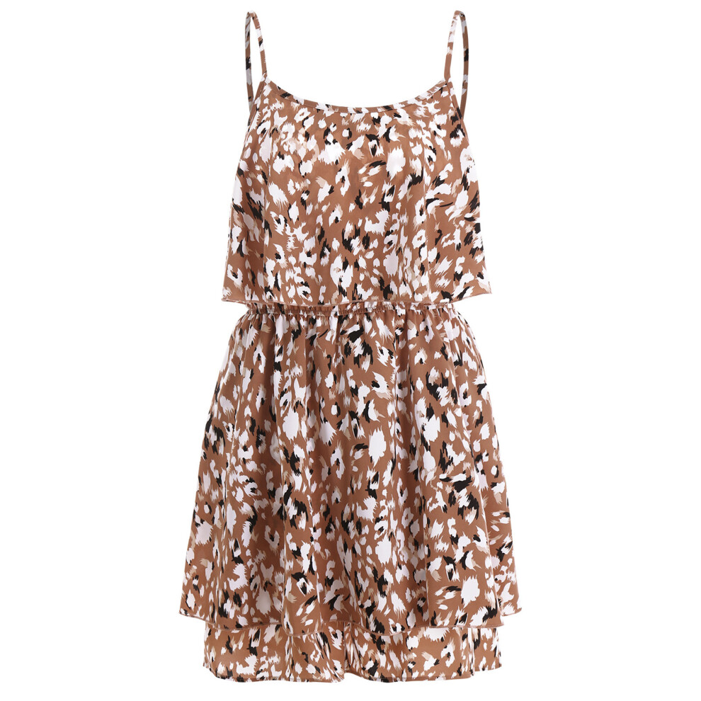 (Khaki XL) Short Jumpsuit Adjustable Spaghetti Strap Off Shoulder Khaki L-image-OPC-PMKZYPT-NEW