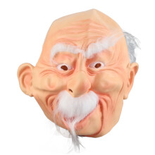 Halloween Full Head Latex Face Cover Old Man with Hair Cosplay Prop