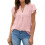 (Pink M) V Neck Ruffle Dotted Blouse 1