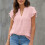 (Pink M) V Neck Ruffle Dotted Blouse 2