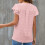 (Pink L) V Neck Ruffle Dotted Blouse 4