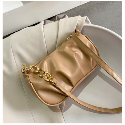 (Khaki) Women Shoulder Bag Large Capacity Soft Polyester White