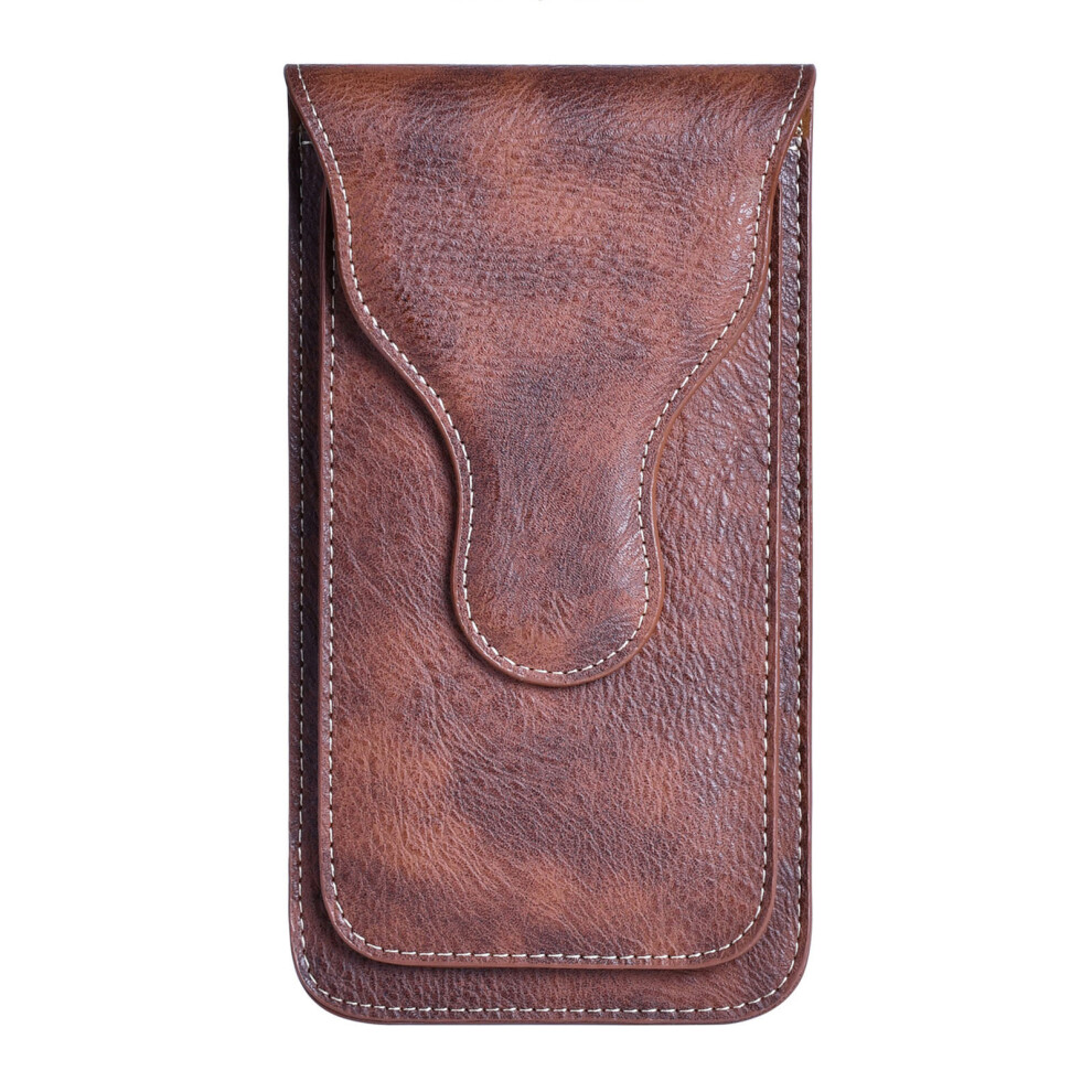 (Brown) Cell Phone Pouch Holster Men PU Leather Waist Bag Travel Outdoor-image-OPC-PMM255B-NEW