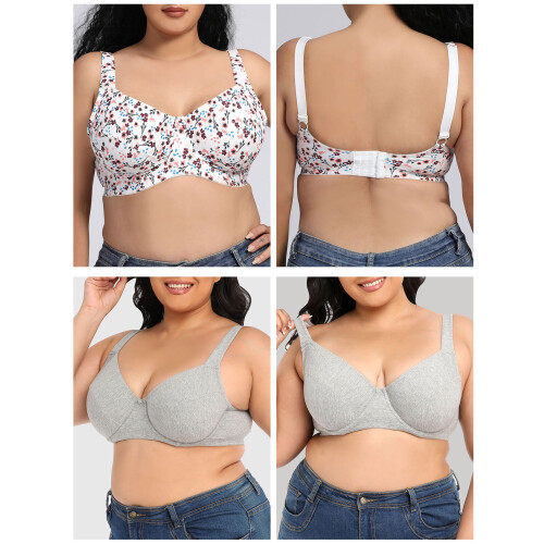 Women Plus Size Bra Full Coverage Soft Cups with Underwire 2